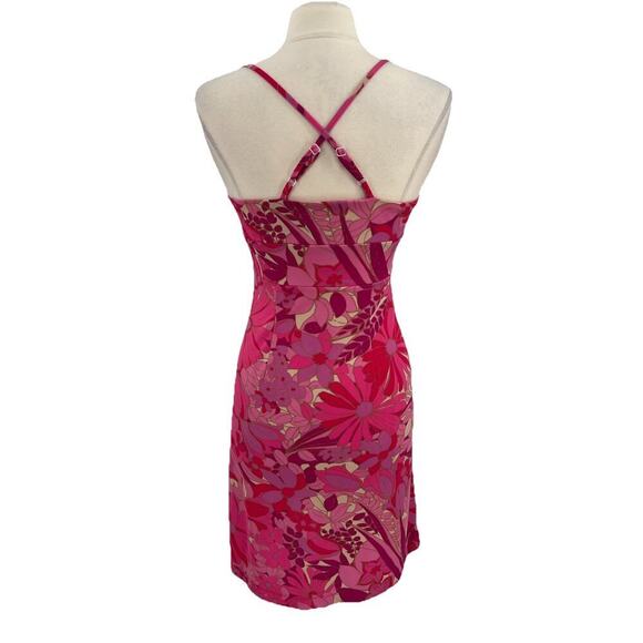 90s Y2K Vintage Express Floral Pink Spaghetti Strap Sundress Groovy Dress 5/6 - Picture 6 of 10